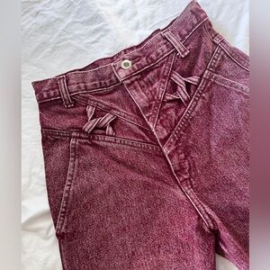 SILVERLAKE WRANGLER Plum color/burgandy washed denim jeans Talon zipper Waist 26